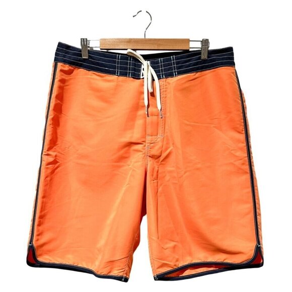 Tommy Hilfiger Men’s Board Shorts Swim Trunks Orange Navy Size 36 NWT - Picture 1 of 11